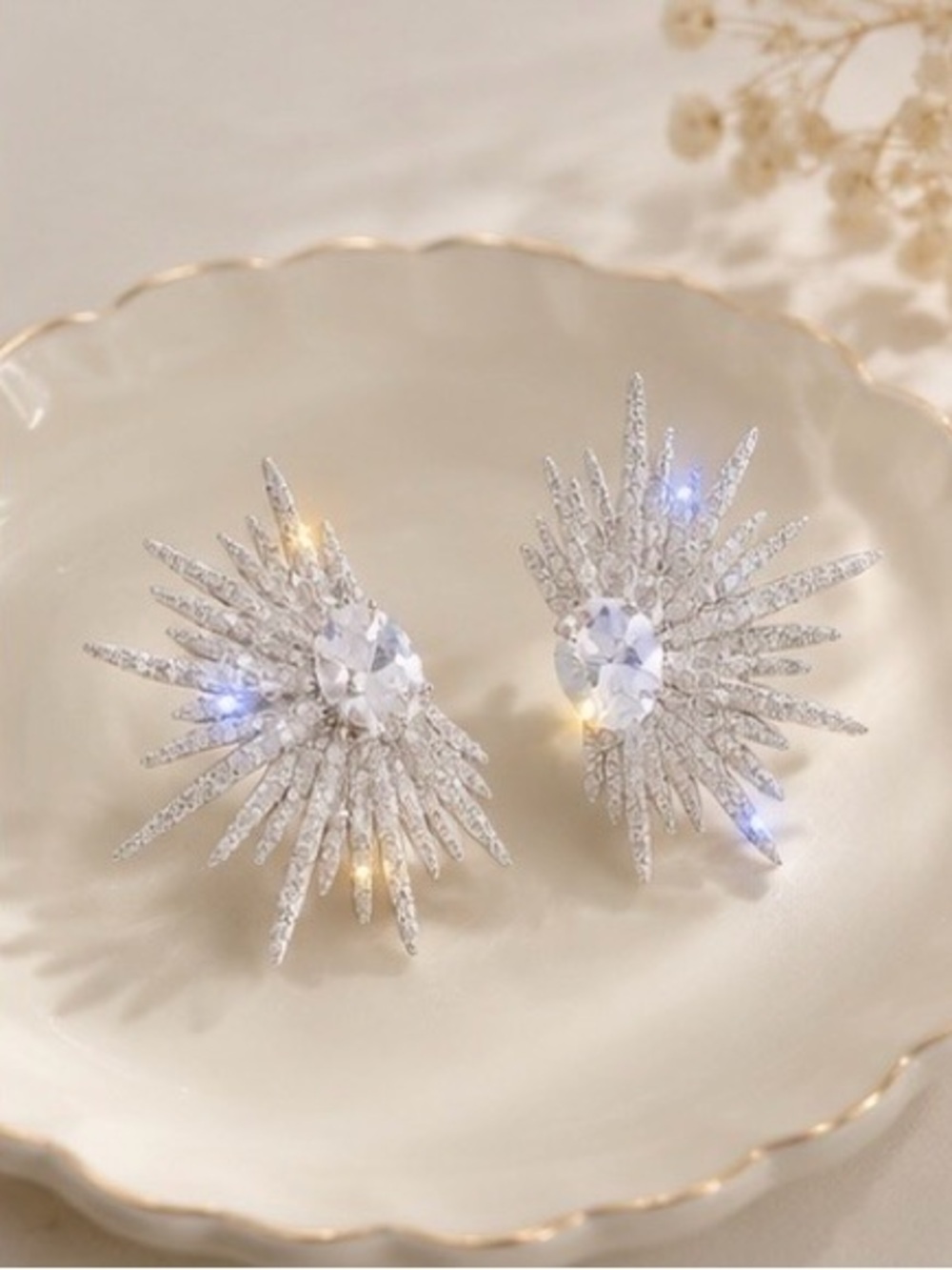 Anthropologie Silver and Gold Starburst Earrings